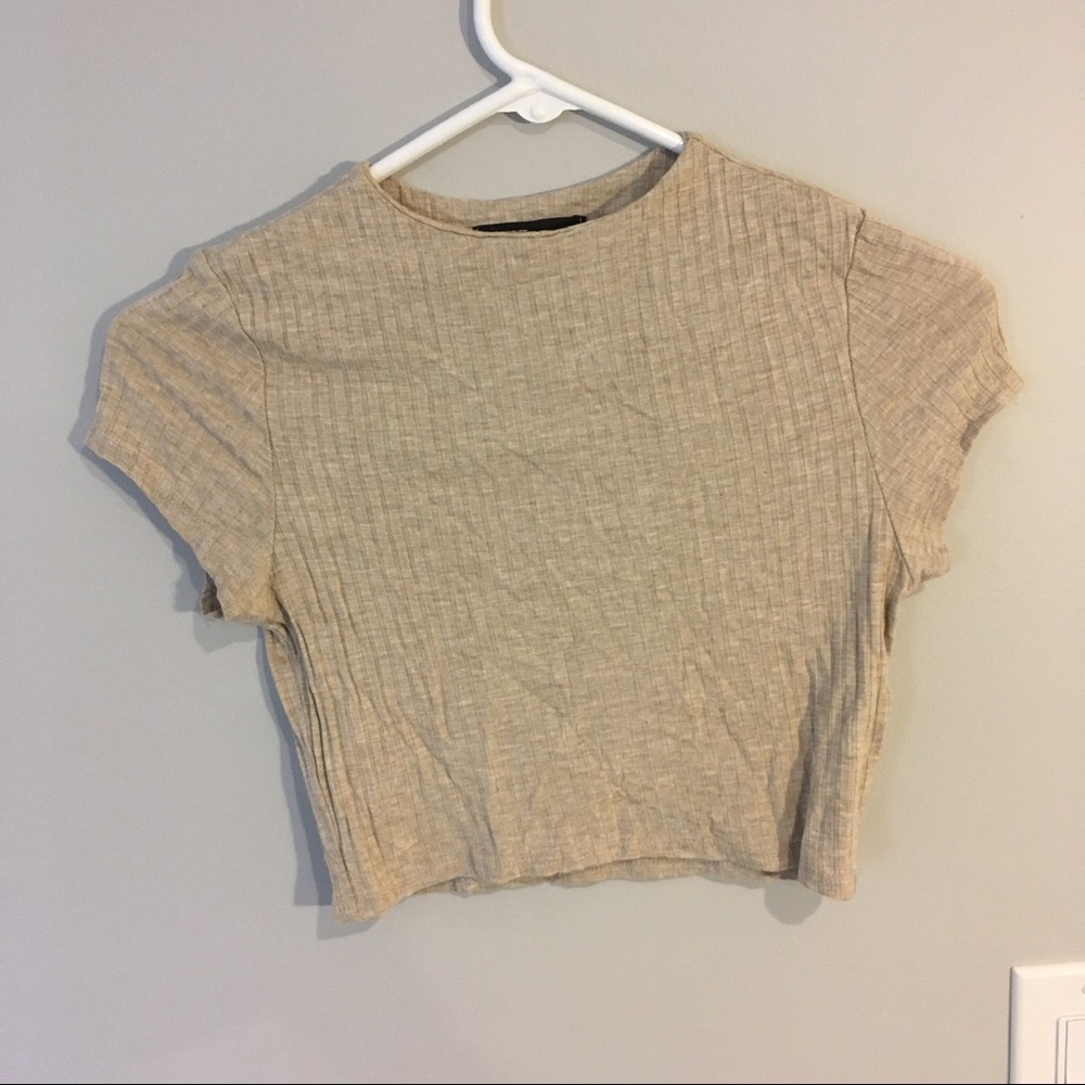 Love Culture tan ribbed crop top